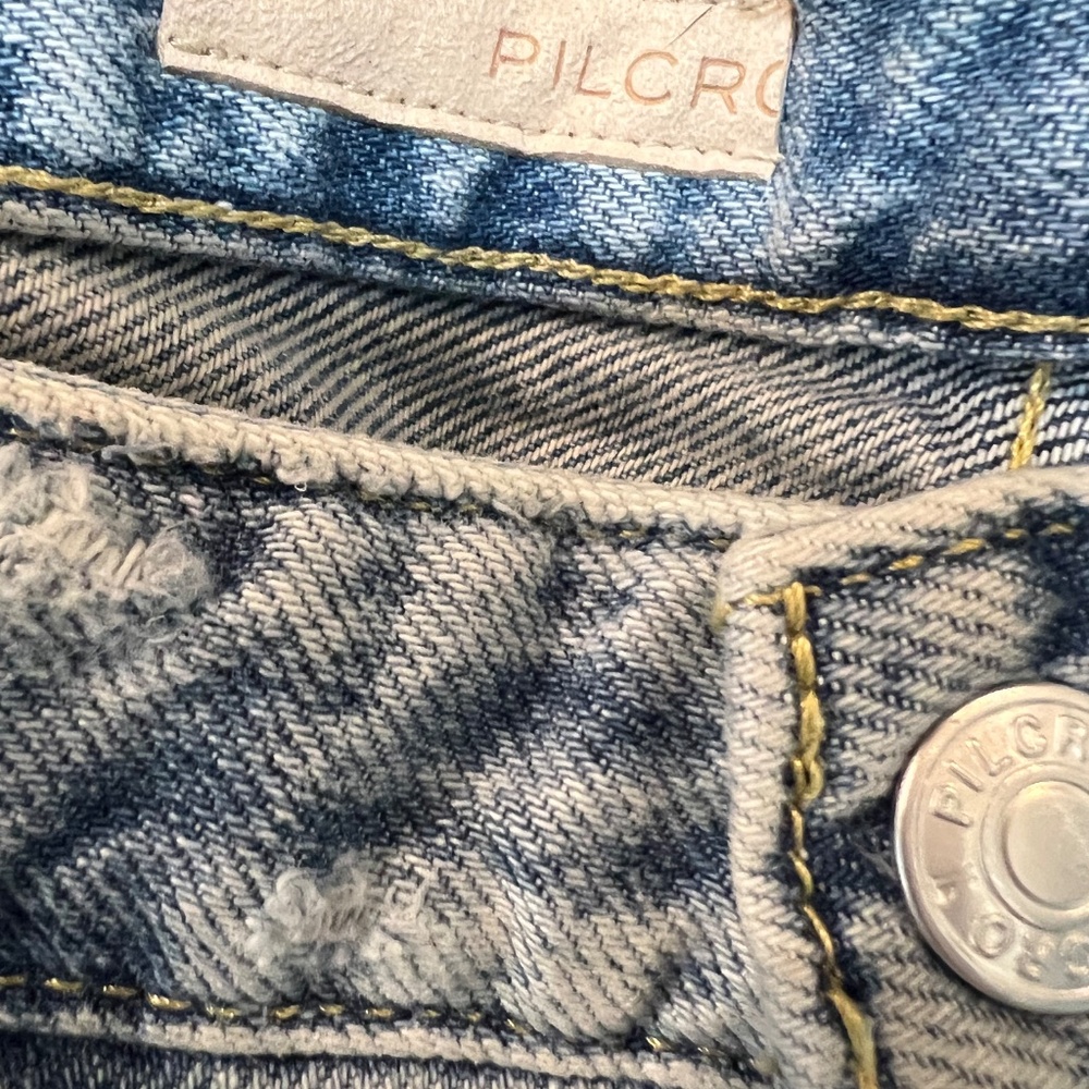 Anthropologie Pilcro Wide Leg Distressed Jeans with Sashiko Patches 16W Plus - Picture 15 of 16